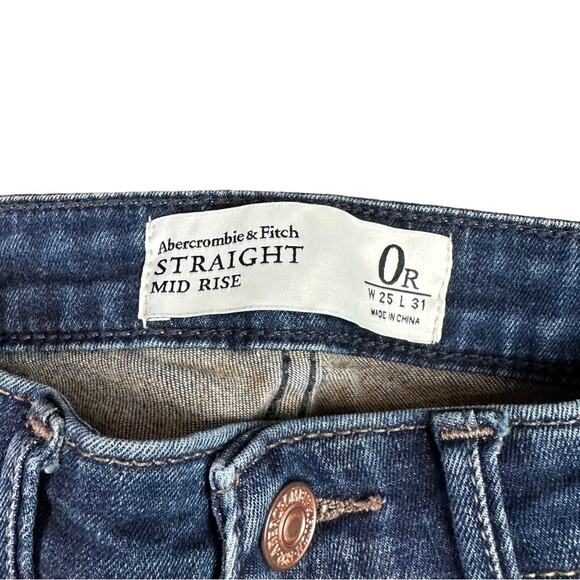 Abercrombie Straight Mid Rise Jeans Size 0 Reg - Picture 3 of 6